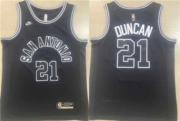 Men%27s San Antonio Spurs #21 Tim Duncan Black Stitched Basketball Jersey